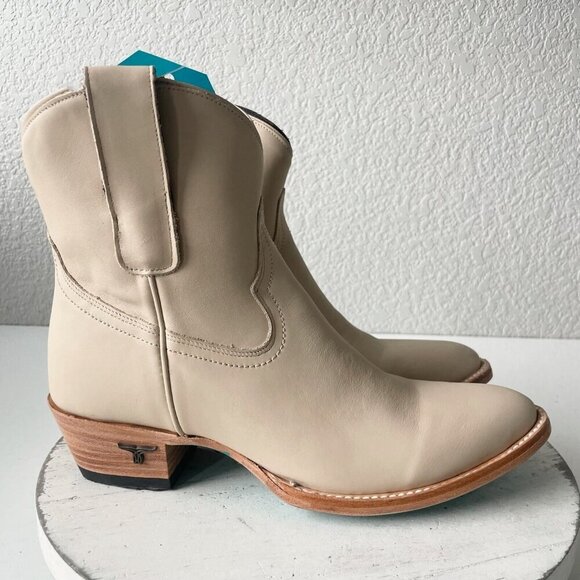 Lane PLAIN JANE Womens Cowboy Bootie 9.5 Pale Ivory Western Cowgirl Ankle Boot - Picture 2 of 12